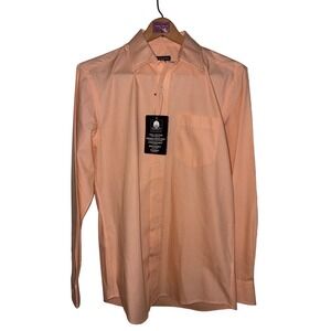 George Mens Salmon Combo Micro Check Cotton Dress Shirt GM15Y046 Small 34-36 NWT